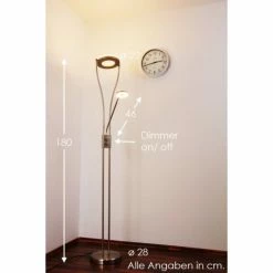 Reality RENNES Deckenfluter LED Stahl gebürstet, 2-flammig