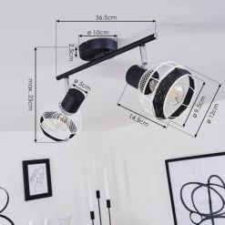 Hofstein Revsbotn Deckenleuchte Chrom, Schwarz, 2-flammig -Bürolampen Verkäufe revsbotn deckenleuchte h3434536 3