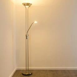 Hofstein Rom Deckenfluter LED Nickel-Matt, 2-flammig -Bürolampen Verkäufe rom deckenfluter 8500 11