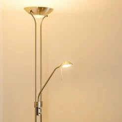 Hofstein Rom Deckenfluter LED Nickel-Matt, 2-flammig -Bürolampen Verkäufe rom deckenfluter 8500 12