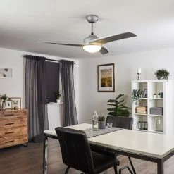 Hofstein Sanford Deckenventilator Silber, 1-flammig, Fernbedienung -Bürolampen Verkäufe sanford deckenventilator h3375570 3