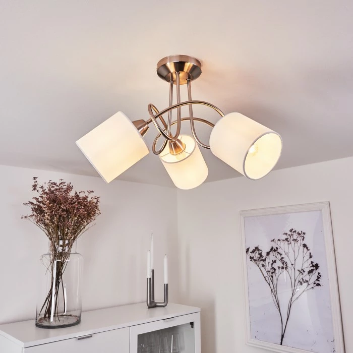 Hofstein Saura Deckenleuchte Nickel-Matt, 3-flammig 1 Hofstein Saura Deckenleuchte Nickel-Matt, 3-flammig