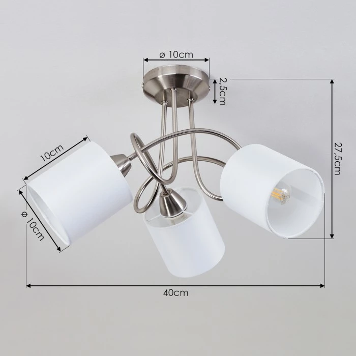 Hofstein Saura Deckenleuchte Nickel-Matt, 3-flammig 4 Hofstein Saura Deckenleuchte Nickel-Matt, 3-flammig – Bild 4