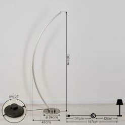 Hofstein Scar RGB Bogenlampe LED Nickel-Matt, 1-flammig, Fernbedienung, Farbwechsler -Bürolampen Verkäufe scar rgb bogenlampe h3266052 do4 3