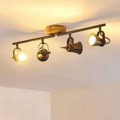 Hofstein Skodsbol Deckenleuchte Grau, Hellbraun, Stahl gebürstet, 4-flammig -Bürolampen Verkäufe skodsbol deckenleuchte h3350232 5