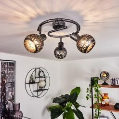 Hofstein Stavik Deckenleuchte Schwarz, Silber, 3-flammig