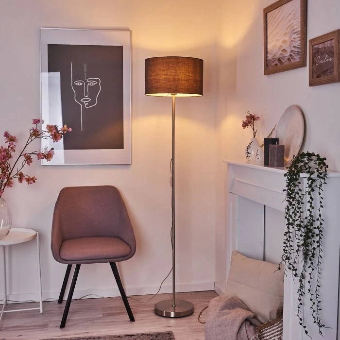 Hofstein Stenninge Stehleuchte Nickel-Matt, 1-flammig 1 Hofstein Stenninge Stehleuchte Nickel-Matt, 1-flammig