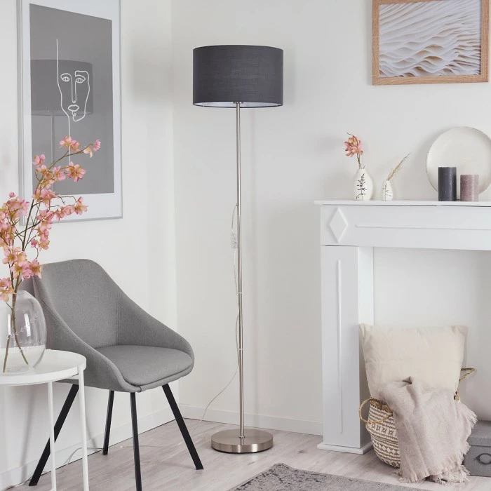 Hofstein Stenninge Stehleuchte Nickel-Matt, 1-flammig 2 Hofstein Stenninge Stehleuchte Nickel-Matt, 1-flammig – Bild 2