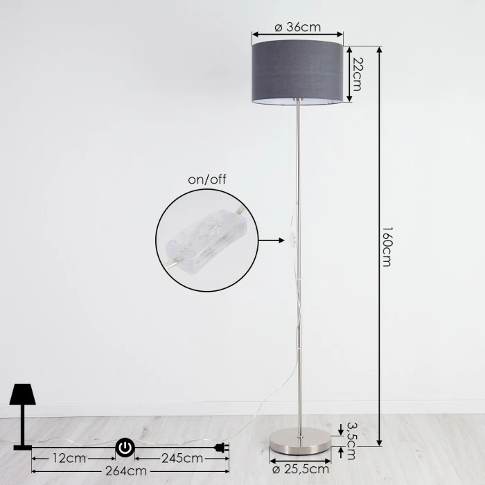 Hofstein Stenninge Stehleuchte Nickel-Matt, 1-flammig 4 Hofstein Stenninge Stehleuchte Nickel-Matt, 1-flammig – Bild 4