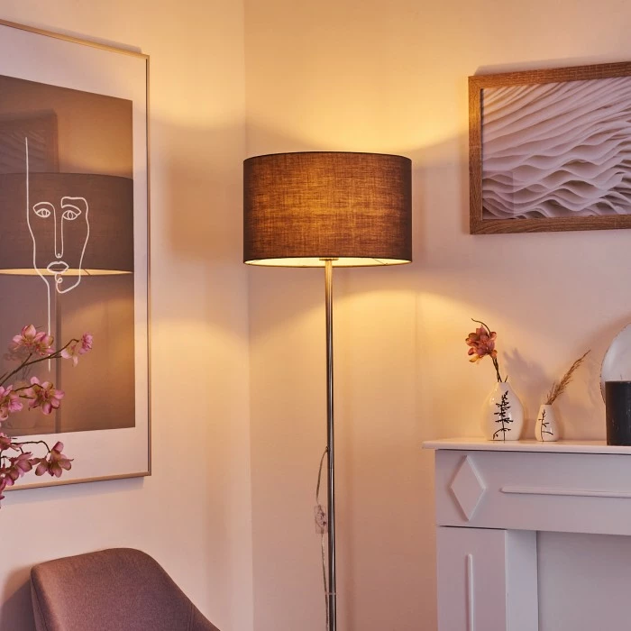 Hofstein Stenninge Stehleuchte Nickel-Matt, 1-flammig 7 Hofstein Stenninge Stehleuchte Nickel-Matt, 1-flammig – Bild 7