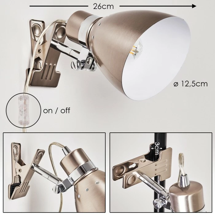 Hofstein Stranderott Klemmleuchte Edelstahl, 1-flammig 2 Hofstein Stranderott Klemmleuchte Edelstahl, 1-flammig – Bild 2