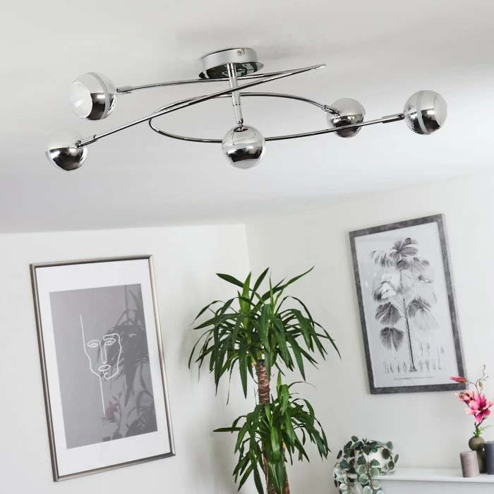 Hofstein Straumnes Deckenleuchte LED Chrom, 5-flammig 2 Hofstein Straumnes Deckenleuchte LED Chrom, 5-flammig – Bild 2