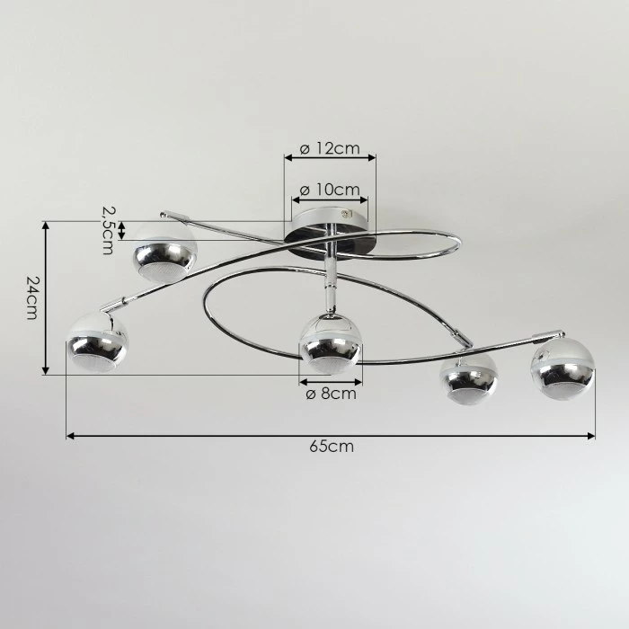 Hofstein Straumnes Deckenleuchte LED Chrom, 5-flammig 4 Hofstein Straumnes Deckenleuchte LED Chrom, 5-flammig – Bild 4