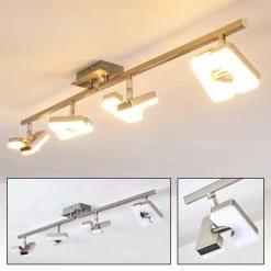 Bürolampen Verkäufe 37 Hofstein Sumoas Deckenspot LED Nickel-Matt, 4-flammig
