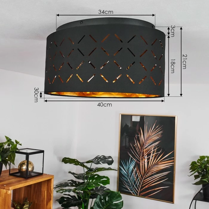 Hofstein Tallaboa Deckenleuchte Schwarz, 2-flammig 4 Hofstein Tallaboa Deckenleuchte Schwarz, 2-flammig – Bild 4