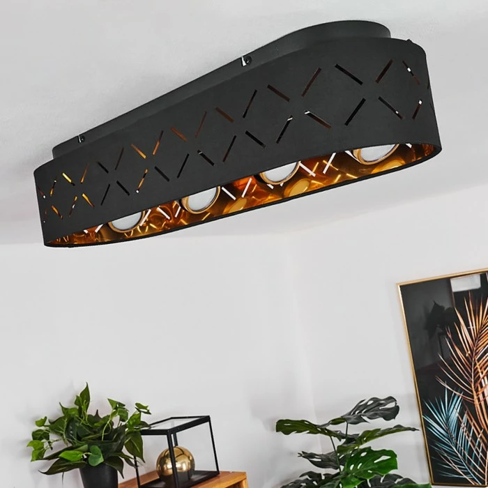 Hofstein Tallaboa Deckenleuchte Schwarz, 4-flammig 2 Hofstein Tallaboa Deckenleuchte Schwarz, 4-flammig – Bild 2