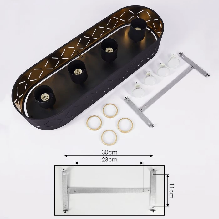 Hofstein Tallaboa Deckenleuchte Schwarz, 4-flammig 4 Hofstein Tallaboa Deckenleuchte Schwarz, 4-flammig – Bild 4