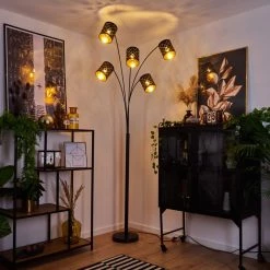 Hofstein Tallaboa Stehleuchte Schwarz, 5-flammig