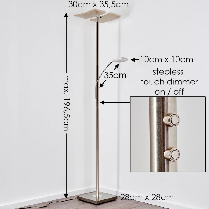 Hofstein Thyolo Deckenfluter LED Stahl gebürstet, 2-flammig 2 Hofstein Thyolo Deckenfluter LED Stahl gebürstet, 2-flammig – Bild 2
