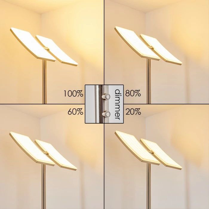 Hofstein Thyolo Deckenfluter LED Stahl gebürstet, 2-flammig 4 Hofstein Thyolo Deckenfluter LED Stahl gebürstet, 2-flammig – Bild 4