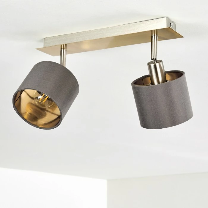 Hofstein Tibro Deckenleuchte Nickel-Matt, Messing, 2-flammig 12 Hofstein Tibro Deckenleuchte Nickel-Matt, Messing, 2-flammig – Bild 12