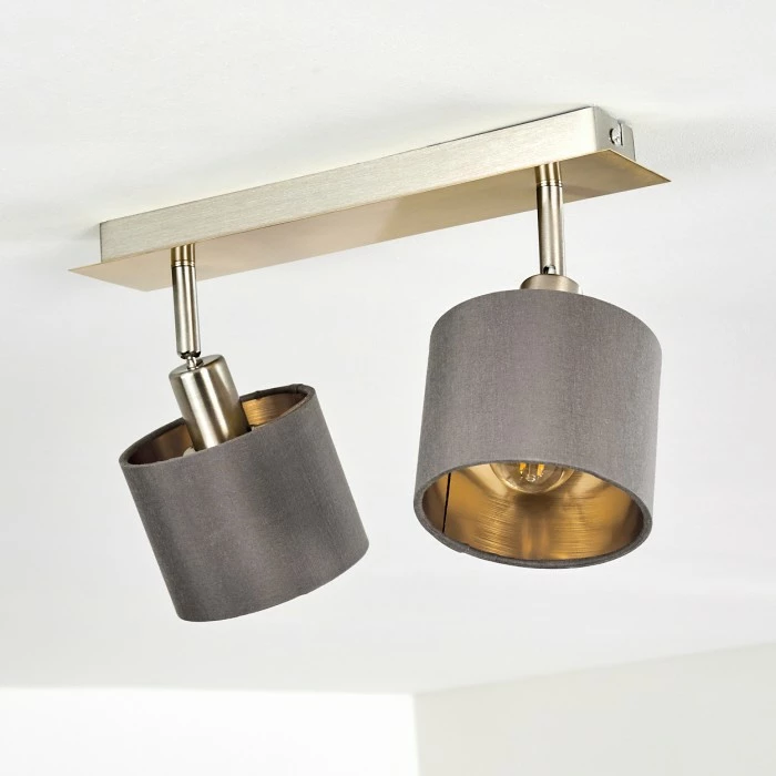 Hofstein Tibro Deckenleuchte Nickel-Matt, Messing, 2-flammig 4 Hofstein Tibro Deckenleuchte Nickel-Matt, Messing, 2-flammig – Bild 4