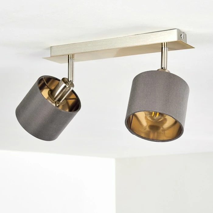 Hofstein Tibro Deckenleuchte Nickel-Matt, Messing, 2-flammig 8 Hofstein Tibro Deckenleuchte Nickel-Matt, Messing, 2-flammig – Bild 8