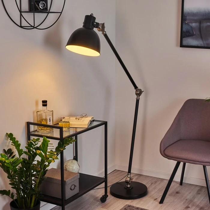 Hofstein Tilton Stehleuchte Nickel-Matt, Schwarz, 1-flammig 1 Hofstein Tilton Stehleuchte Nickel-Matt, Schwarz, 1-flammig