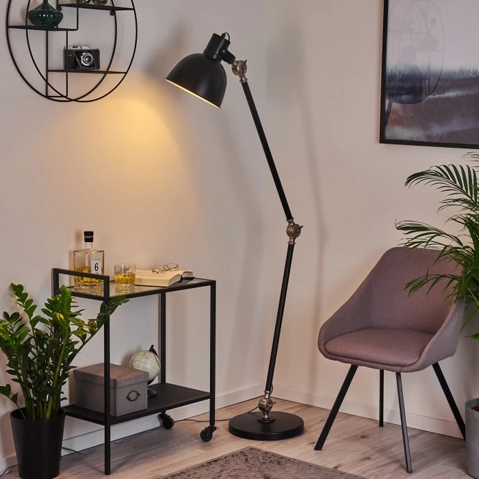 Hofstein Tilton Stehleuchte Nickel-Matt, Schwarz, 1-flammig 13 Hofstein Tilton Stehleuchte Nickel-Matt, Schwarz, 1-flammig – Bild 13