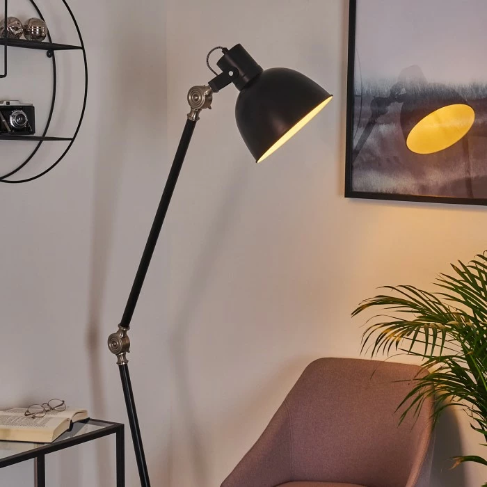 Hofstein Tilton Stehleuchte Nickel-Matt, Schwarz, 1-flammig 14 Hofstein Tilton Stehleuchte Nickel-Matt, Schwarz, 1-flammig – Bild 14