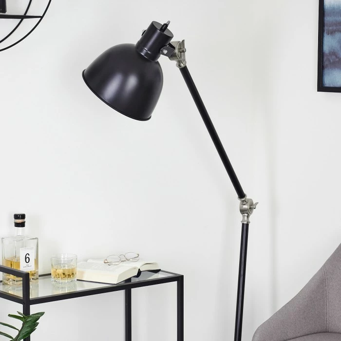 Hofstein Tilton Stehleuchte Nickel-Matt, Schwarz, 1-flammig 6 Hofstein Tilton Stehleuchte Nickel-Matt, Schwarz, 1-flammig – Bild 6