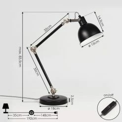 Hofstein Tilton Tischleuchte Nickel-Matt, Schwarz, 1-flammig -Bürolampen Verkäufe tilton tischleuchte h3412657 3