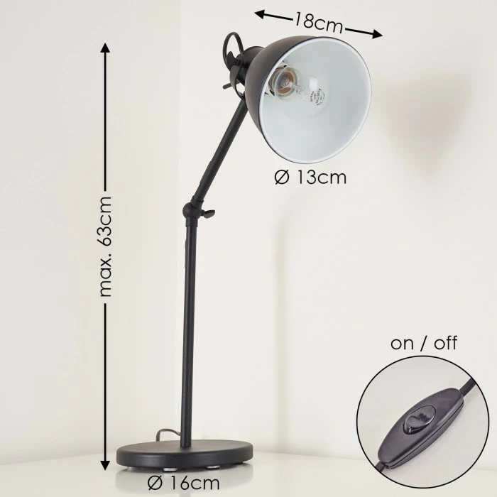Hofstein Timola Tischleuchte Schwarz, 1-flammig 2 Hofstein Timola Tischleuchte Schwarz, 1-flammig – Bild 2