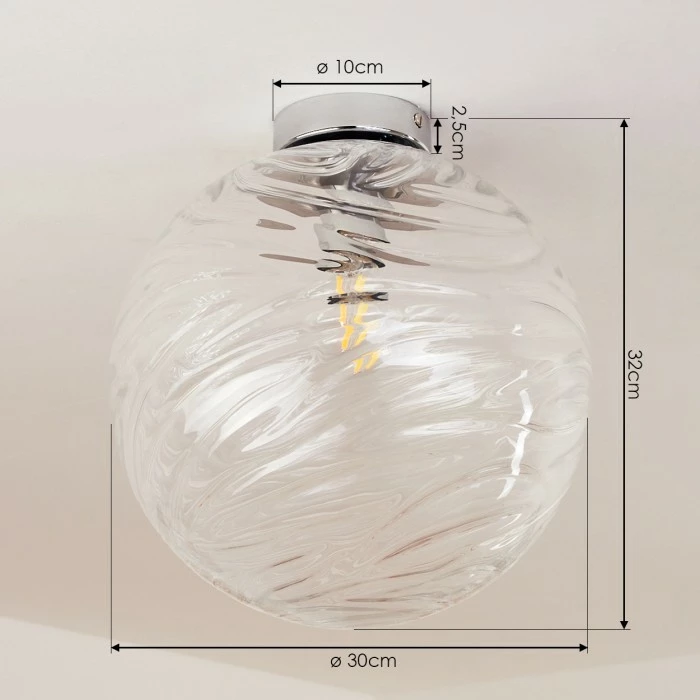Hofstein Tomboul Deckenleuchte Chrom, 1-flammig 4 Hofstein Tomboul Deckenleuchte Chrom, 1-flammig – Bild 4