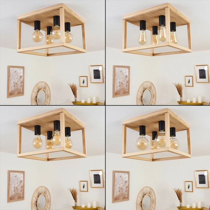 Hofstein Torreglia Deckeneleuchte Schwarz, Braun, 4-flammig 2 Hofstein Torreglia Deckeneleuchte Schwarz, Braun, 4-flammig – Bild 2