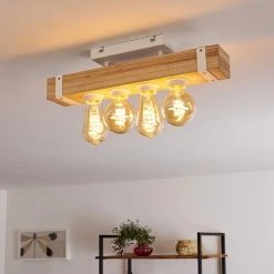 Hofstein Torrevieja Deckenleuchte Weiß, Holz hell, 4-flammig -Bürolampen Verkäufe torrevieja deckenleuchte h3369104 11