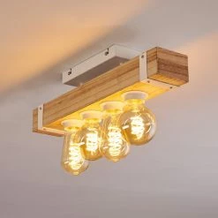 Hofstein Torrevieja Deckenleuchte Weiß, Holz hell, 4-flammig -Bürolampen Verkäufe torrevieja deckenleuchte h3369104 3