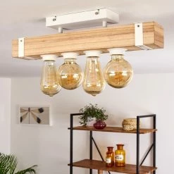 Hofstein Torrevieja Deckenleuchte Weiß, Holz hell, 4-flammig -Bürolampen Verkäufe torrevieja deckenleuchte h3369104 4