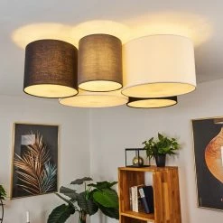 Hofstein Trisett Deckenleuchte Schwarz, Grau, Weiß, 5-flammig