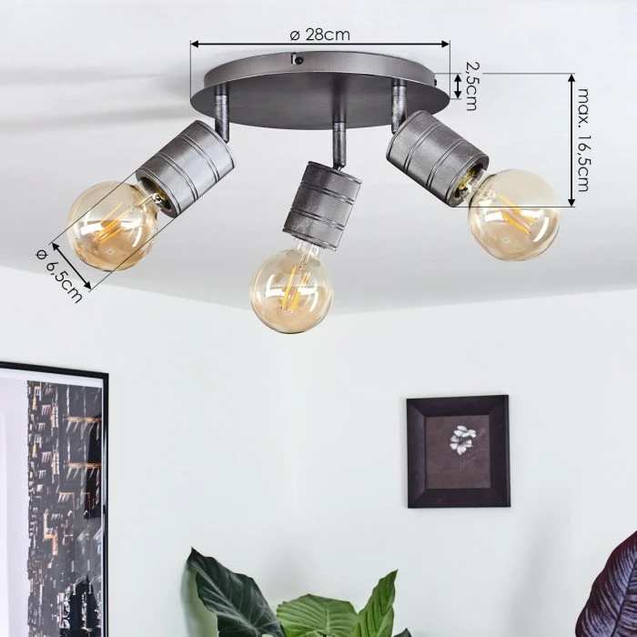 Hofstein Tyldom Deckenleuchte Altsilber, 3-flammig 4 Hofstein Tyldom Deckenleuchte Altsilber, 3-flammig – Bild 4