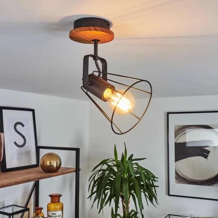 Hofstein Uatuasa Deckenleuchte Schwarz, Naturfarben, 1-flammig 1 Hofstein Uatuasa Deckenleuchte Schwarz, Naturfarben, 1-flammig