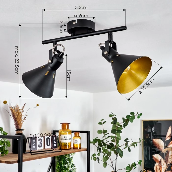 Hofstein Upiano Deckenleuchte Chrom, Schwarz, 2-flammig 4 Hofstein Upiano Deckenleuchte Chrom, Schwarz, 2-flammig – Bild 4