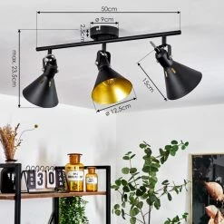 Hofstein Upiano Deckenleuchte Chrom, Schwarz, 3-flammig -Bürolampen Verkäufe upiano deckenleuchte h3017791 3