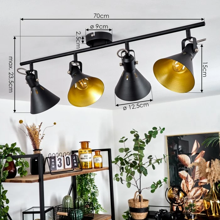 Hofstein Upiano Deckenleuchte Chrom, Schwarz, 4-flammig 4 Hofstein Upiano Deckenleuchte Chrom, Schwarz, 4-flammig – Bild 4