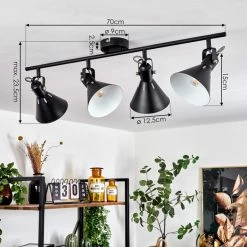 Hofstein Upiano Deckenleuchte Chrom, Schwarz, 4-flammig -Bürolampen Verkäufe upiano deckenleuchte h3017845 3