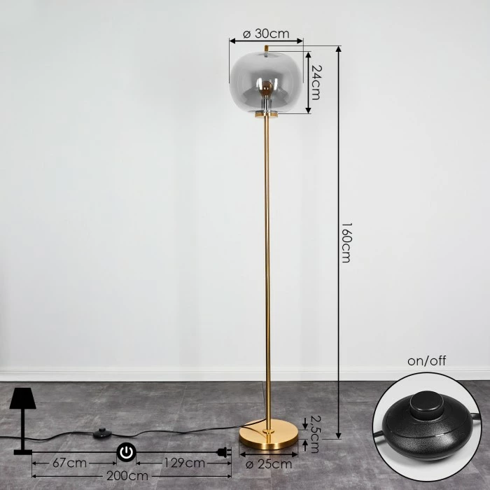 Hofstein Verbania Stehleuchte Messing, 1-flammig 4 Hofstein Verbania Stehleuchte Messing, 1-flammig – Bild 4