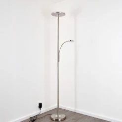 Hofstein Veteli Deckenfluter LED Nickel-Matt, Chrom, 2-flammig -Bürolampen Verkäufe veteli deckenfluter h3080856 5