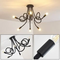 Hofstein Wertach Deckenleuchte Schwarz, 6-flammig