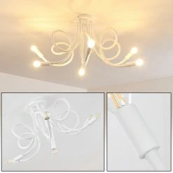 Hofstein Wertach Deckenleuchte Weiß, 6-flammig