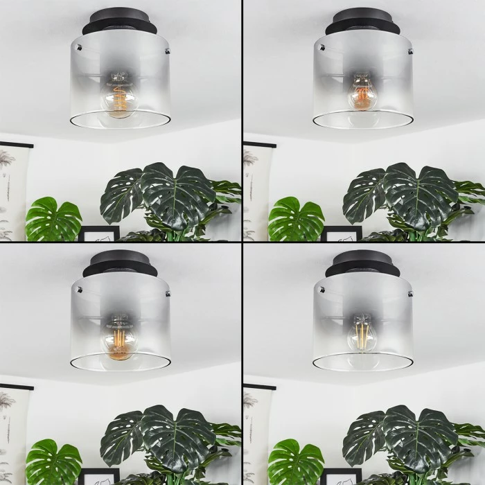 Hofstein Wichita Deckenleuchte Schwarz, Rauchfarben, 1-flammig 2 Hofstein Wichita Deckenleuchte Schwarz, Rauchfarben, 1-flammig – Bild 2